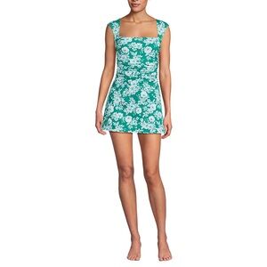 Lands' End Green Floral Women's One Piece Swimsuit